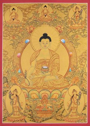 Gold Painted Medicine or Blue Buddha | Original Hand-Painted Bhaisajyaguru | Tibetan Bodhisattva